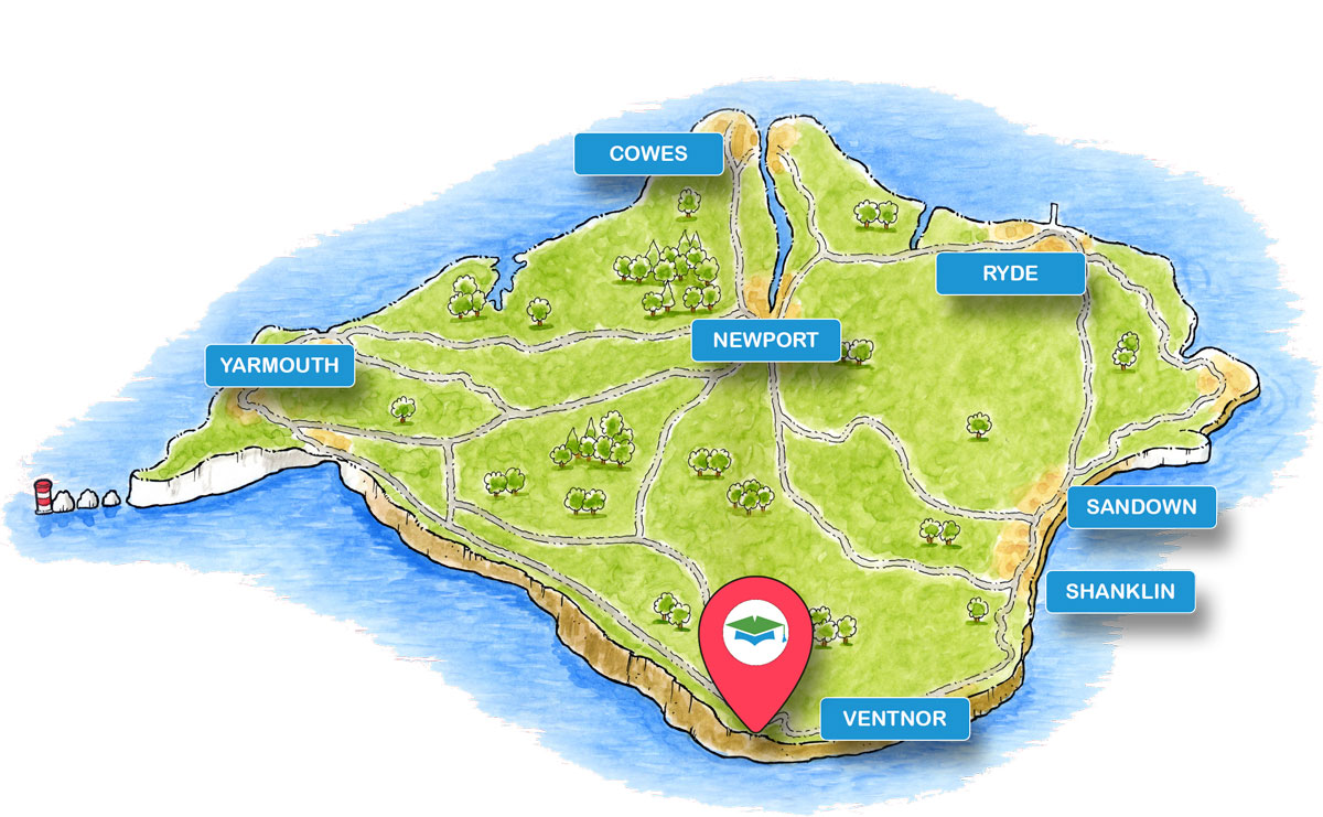 School trip Isle of Wight location map for Blackgang Chine